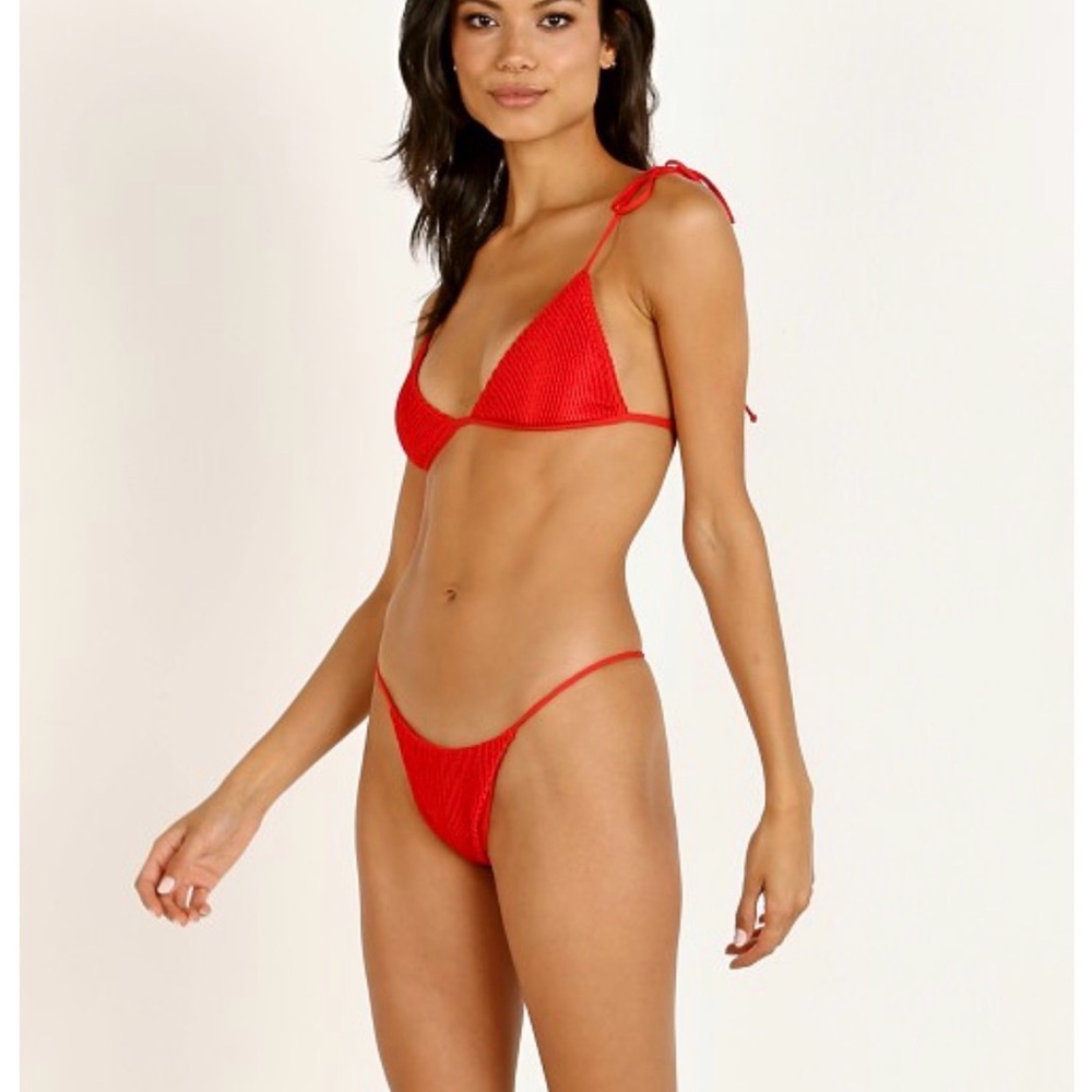Frankie's Bikinis Firefly Vibrant Red Bikini Bottom Large NWT